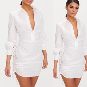 Ruched Side Fitted Shirt Dress